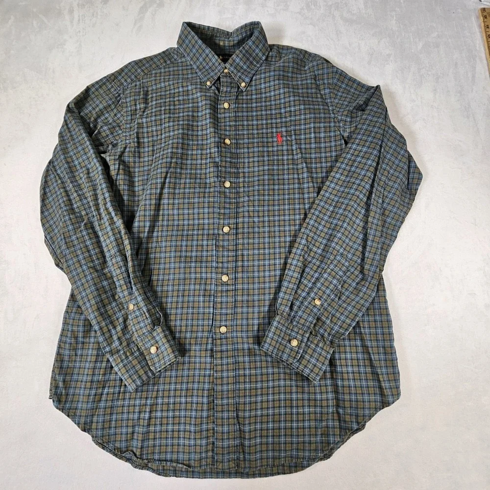 Polo Ralph Lauren Plaid Button Down Shirt Men's Size Large Classic Fit Gray